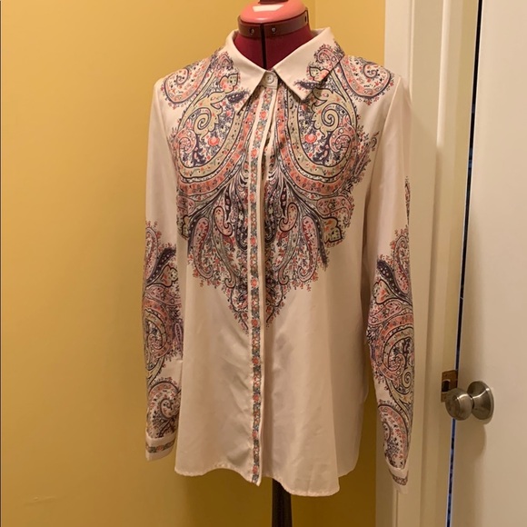 Miss Look Tops - Miss Look Paisley Long Sleeve Blouse NWOT